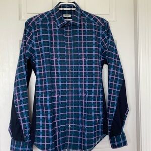 Pre❤️ Kenzo Paris Slim Fit Button Down Retro/Geometric Shirt - size 39 ( 15 1/4)